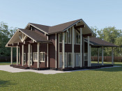 Дом шале из бруса в 1,5 этажа 12х14 с котельной Ванда