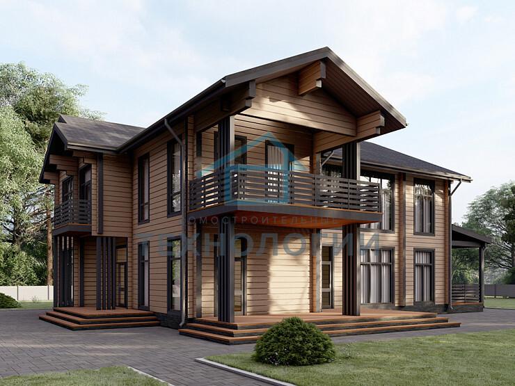 Двухэтажный дом из бруса 14х16 проект Жилена