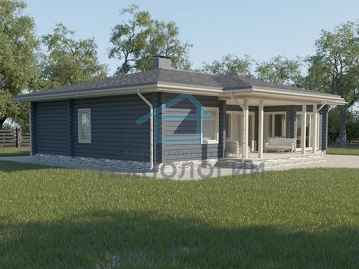 Скандинавский одноэтажный дом из бруса 10х15 с террасой Бана