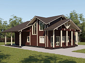 Дом шале из бруса в 1,5 этажа 12х14 с котельной Ванда