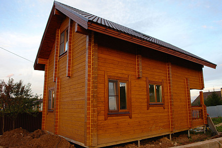 Одноэтажный дом из бруса шале 11х12 с котельной Бажен