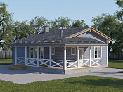 Скандинавский одноэтажный дом из бруса 8х11 с террасой Ярина