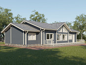 Скандинавский одноэтажный дом из бруса 10х20 с террасой Франа