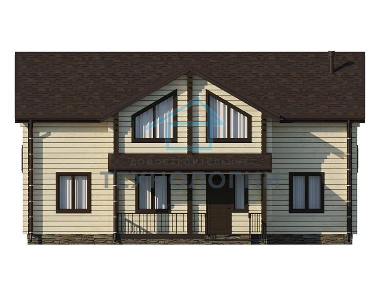 Дом шале из бруса в 1,5 этажа 9х12 с террасой Санда