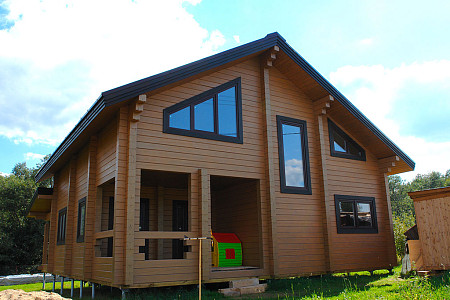 Дом шале из бруса в 1,5 этажа 6х6 с котельной Топак