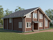 Дом шале из бруса в полтора этажа 10х14 с котельной Селена