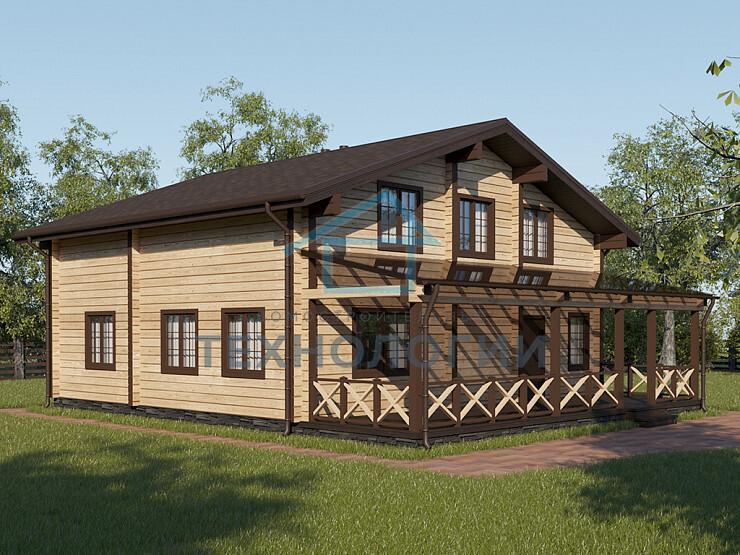 Дом шале из бруса с сауной полутораэтажный 10х11 Мира