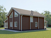 Полутораэтажный дом шале из бруса 11х12 с террасой Собина