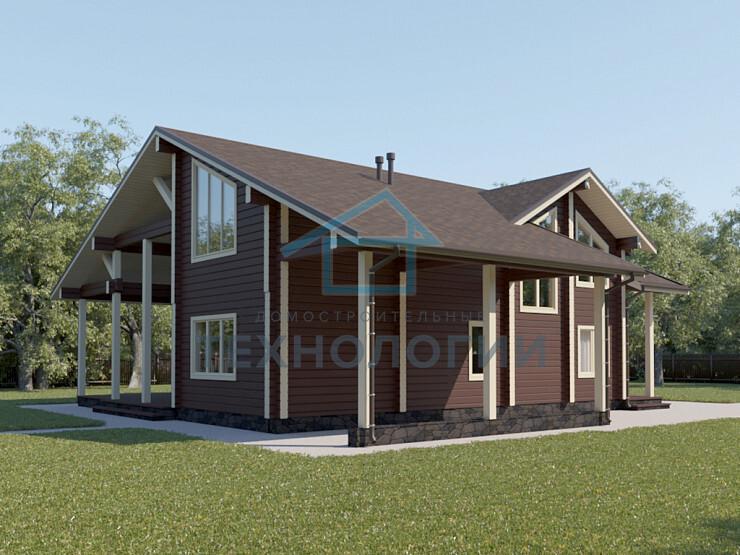 Дом шале из бруса в 1,5 этажа 12х14 с котельной Ванда