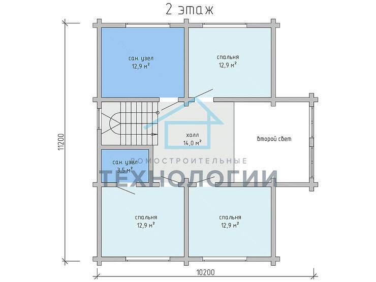Полутораэтажный дом шале из бруса 11х12 с террасой Собина