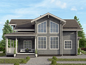 Скандинавский двухэтажный дом из бруса 12х16 с террасой Воин