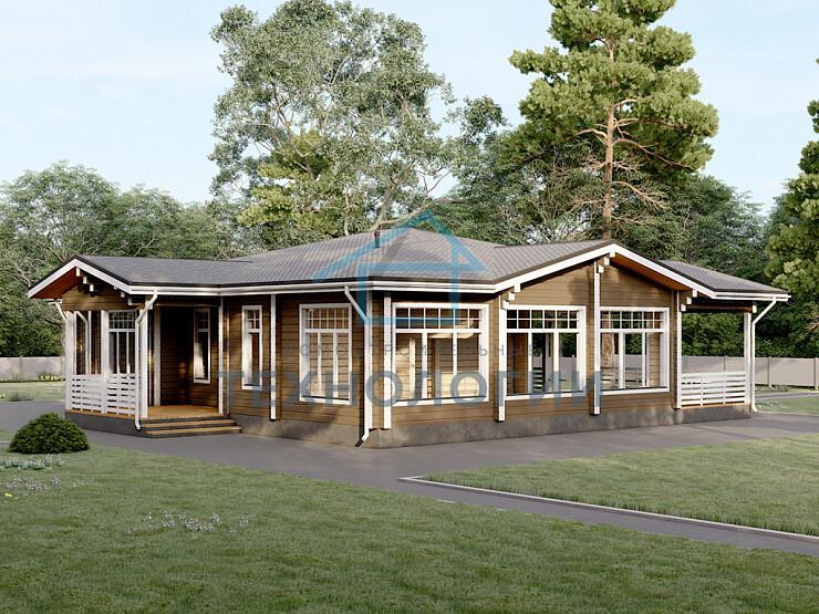 Одноэтажный дом из бруса 13х18 проект Донат