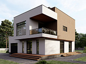 Двухэтажный дом из газобетона 11х11 проект Тешен