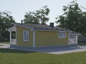 Современный одноэтажный дом из бруса 5х8 с террасой Агидель