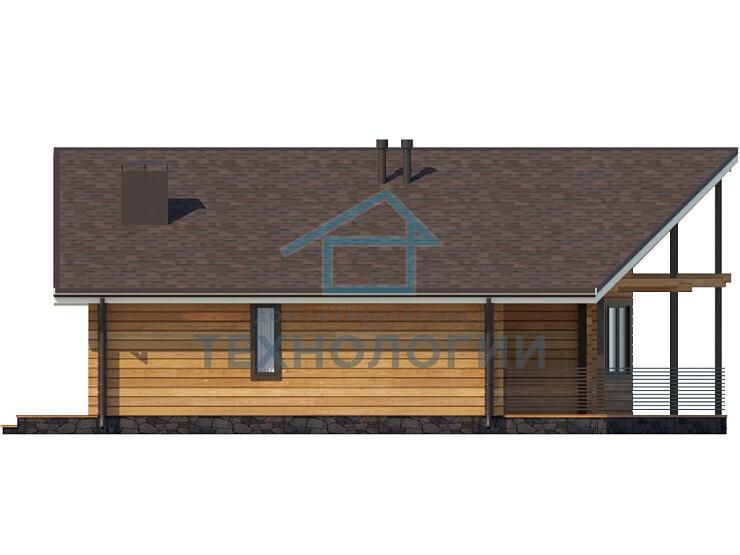 Дом шале из бруса в полтора этажа 10х11 с террасой Вея