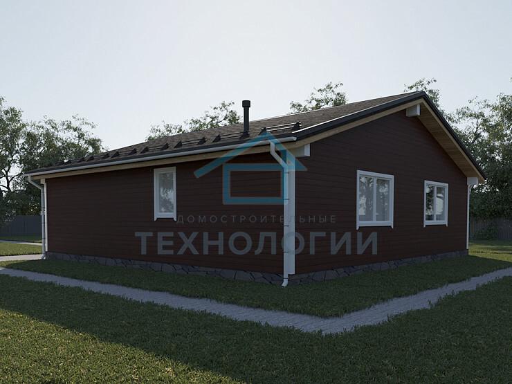 Скандинавский одноэтажный дом из бруса 12х12 с котельной Душица