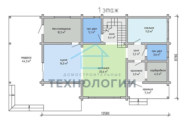 Двухэтажный дом из бруса 8х13 проект Зимава