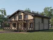 Дом шале из бруса с сауной полутораэтажный 10х11 Мира