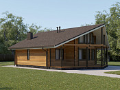 Дом шале из бруса в полтора этажа 10х11 с террасой Вея