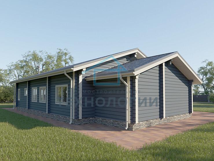 Скандинавский одноэтажный дом из бруса 10х20 с террасой Франа