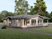 Одноэтажный дом из бруса 13х18 проект Ипатий