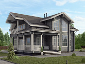 Скандинавский двухэтажный дом из бруса 12х16 с террасой Воин