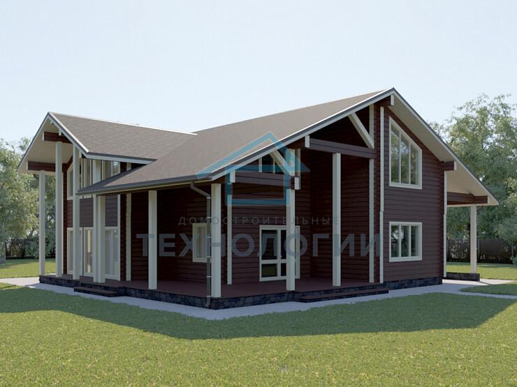 Дом шале из бруса в 1,5 этажа 12х14 с котельной Ванда