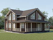 Дом шале из бруса в полтора этажа 9х13 с котельной Отрада