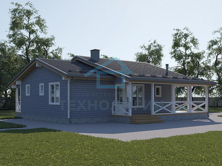 Скандинавский одноэтажный дом из бруса 8х11 с террасой Ярина