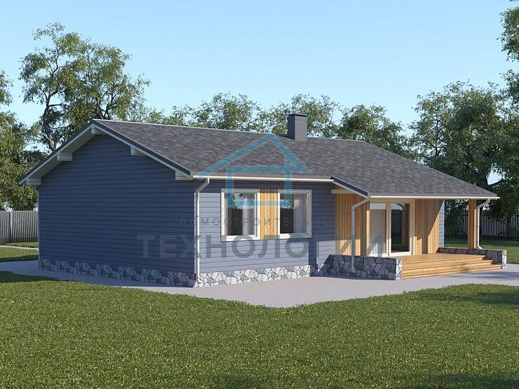 Современный одноэтажный брусовой дом 9х13 с котельной Далебор