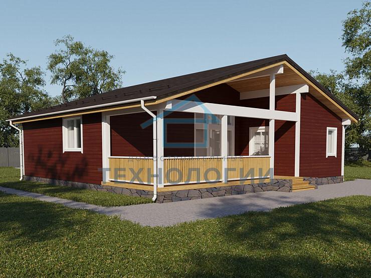 Скандинавский одноэтажный дом из бруса 12х12 с котельной Душица