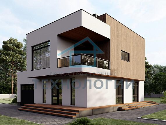 Двухэтажный дом из газобетона 11х11 проект Тешен