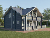 Дом шале из бруса в полтора этажа 12х12 с котельной Тана