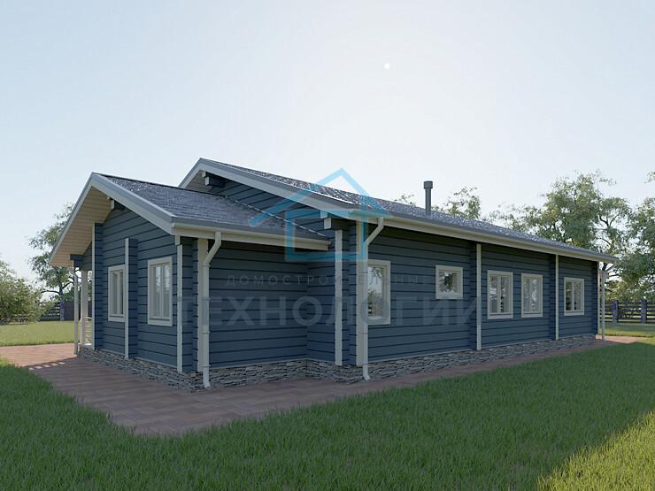 Скандинавский одноэтажный дом из бруса 10х20 с террасой Франа