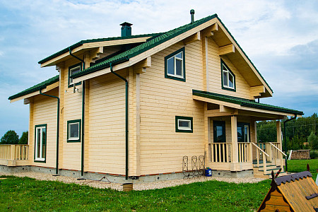 Одноэтажный дом шале из бруса 11х11 с котельной Цицилия
