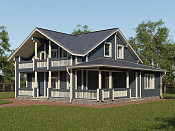 Дом шале из бруса в полтора этажа 12х12 с котельной Тана