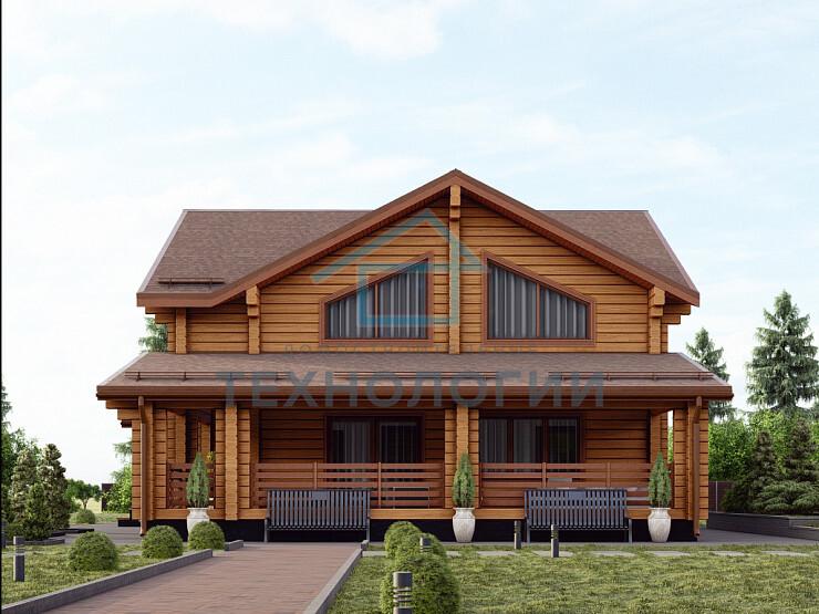 Дом шале из бруса в полтора этажа 1х10 с террасой Миродар