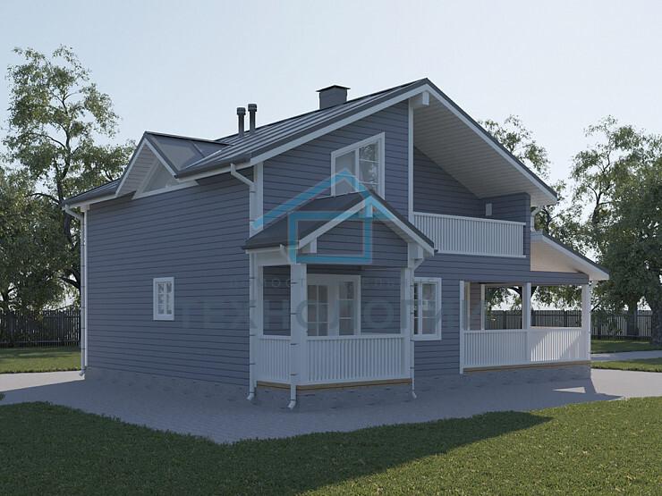 Полутораэтажный дом шале из бруса 9х9 с террасой Услада