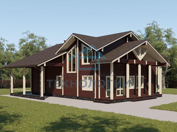 Дом шале из бруса в 1,5 этажа 12х14 с котельной Ванда