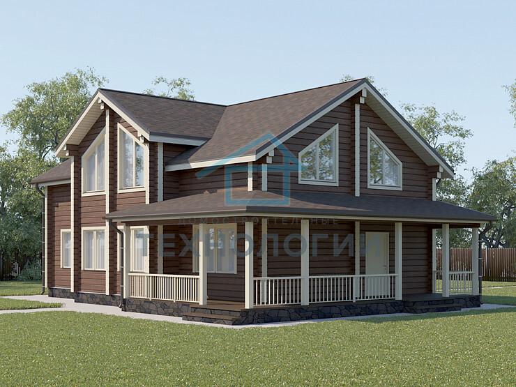 Дом шале из бруса в полтора этажа 9х13 с котельной Отрада