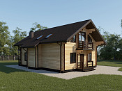 Дом шале из бруса в полтора этажа 9х11 с террасой Орислав