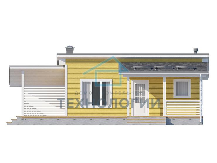 Современный одноэтажный дом из бруса 5х8 с террасой Агидель