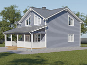 Полутораэтажный дом шале из бруса 9х9 с террасой Услада