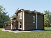 Дом шале из бруса полутораэтажный 10х10 с котельной Владияр