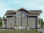 Скандинавский двухэтажный дом из бруса 12х16 с террасой Воин