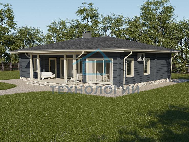 Скандинавский одноэтажный дом из бруса 10х15 с террасой Бана