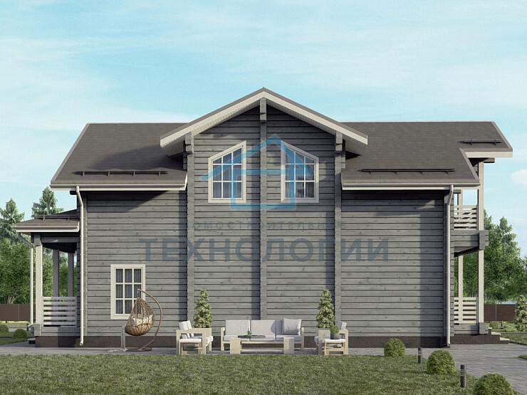 Скандинавский двухэтажный дом из бруса 12х16 с террасой Воин