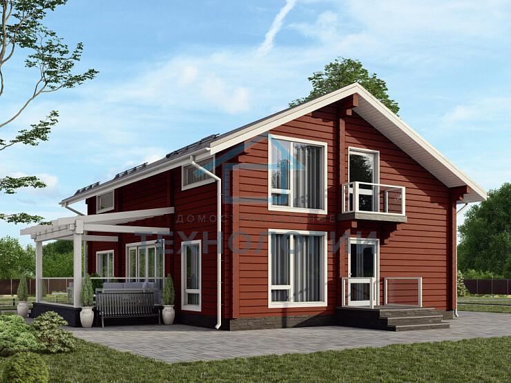 Скандинавский двухэтажный дом из бруса 8х11 с котельной Милад
