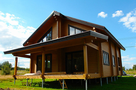 Дом шале из бруса в 1,5 этажа 6х6 с котельной Топак