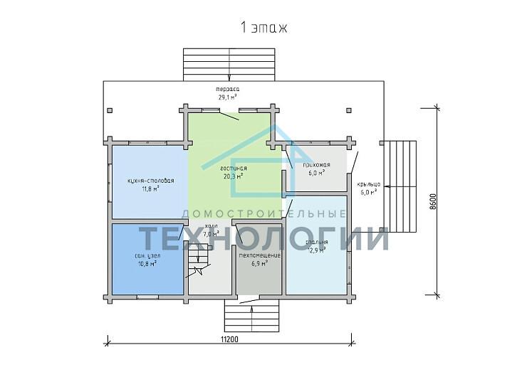 Двухэтажный дом из бруса 9х11 с террасой Велимира